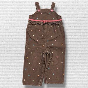 Gymboree Argyle Heart Brown Corduroy Embroidered Overalls 2T Pink Bow Trim 05